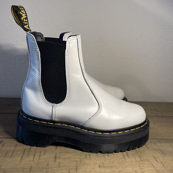 Dr. Martens 2976 Quad Platform White Leather Chelsea Boots US Ladies 5 - Picture 4 of 14